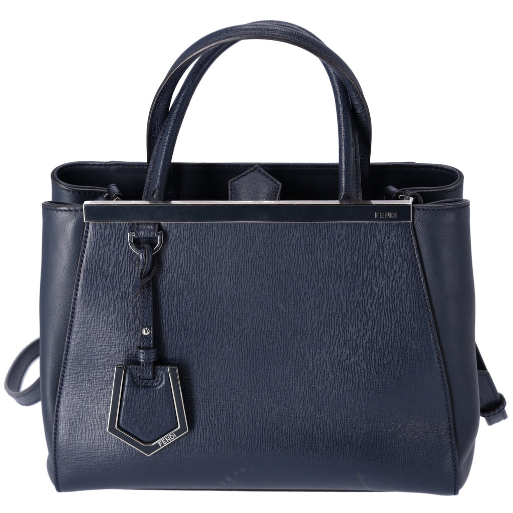 FENDI Petit 2 Jours Tote Bag 8BH253 Dark Navy Leather