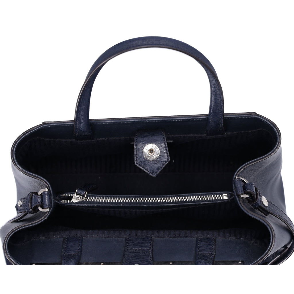 FENDI Petit 2 Jours Tote Bag 8BH253 Dark Navy Leather