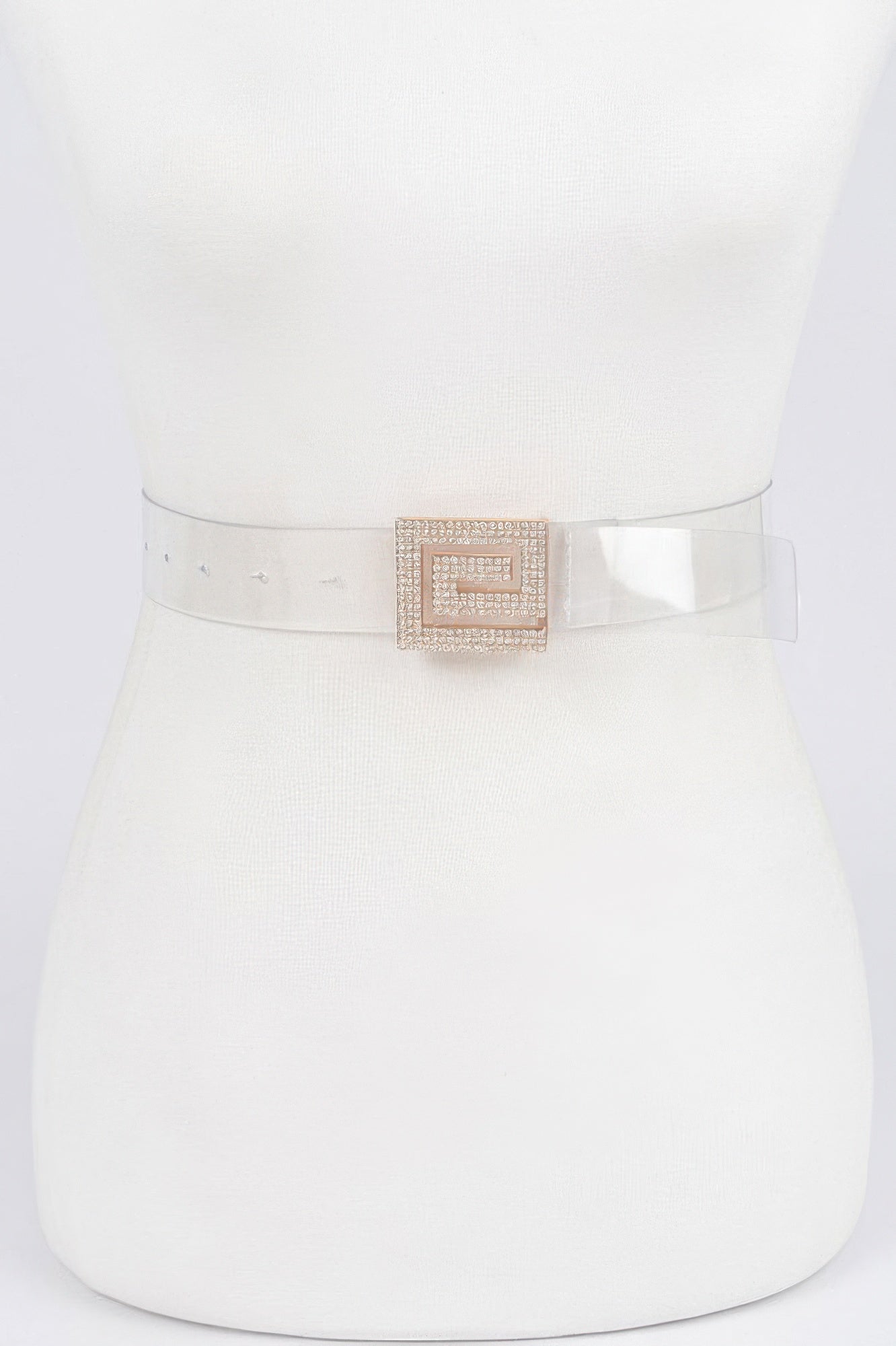 Rhinestone Buckle Vegan Belt