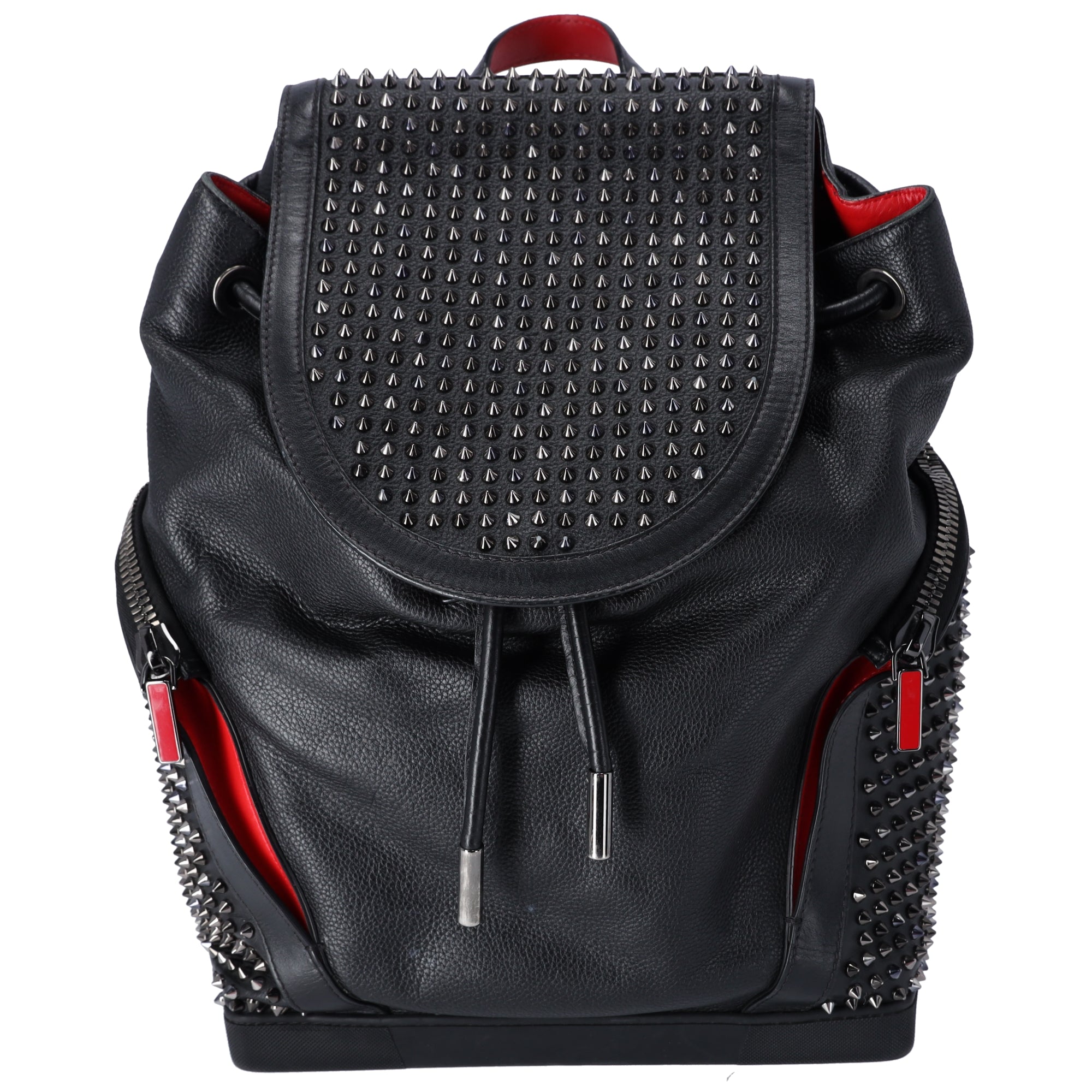 Christian Louboutin Explorafunk Backpack Black Red Leather Studded