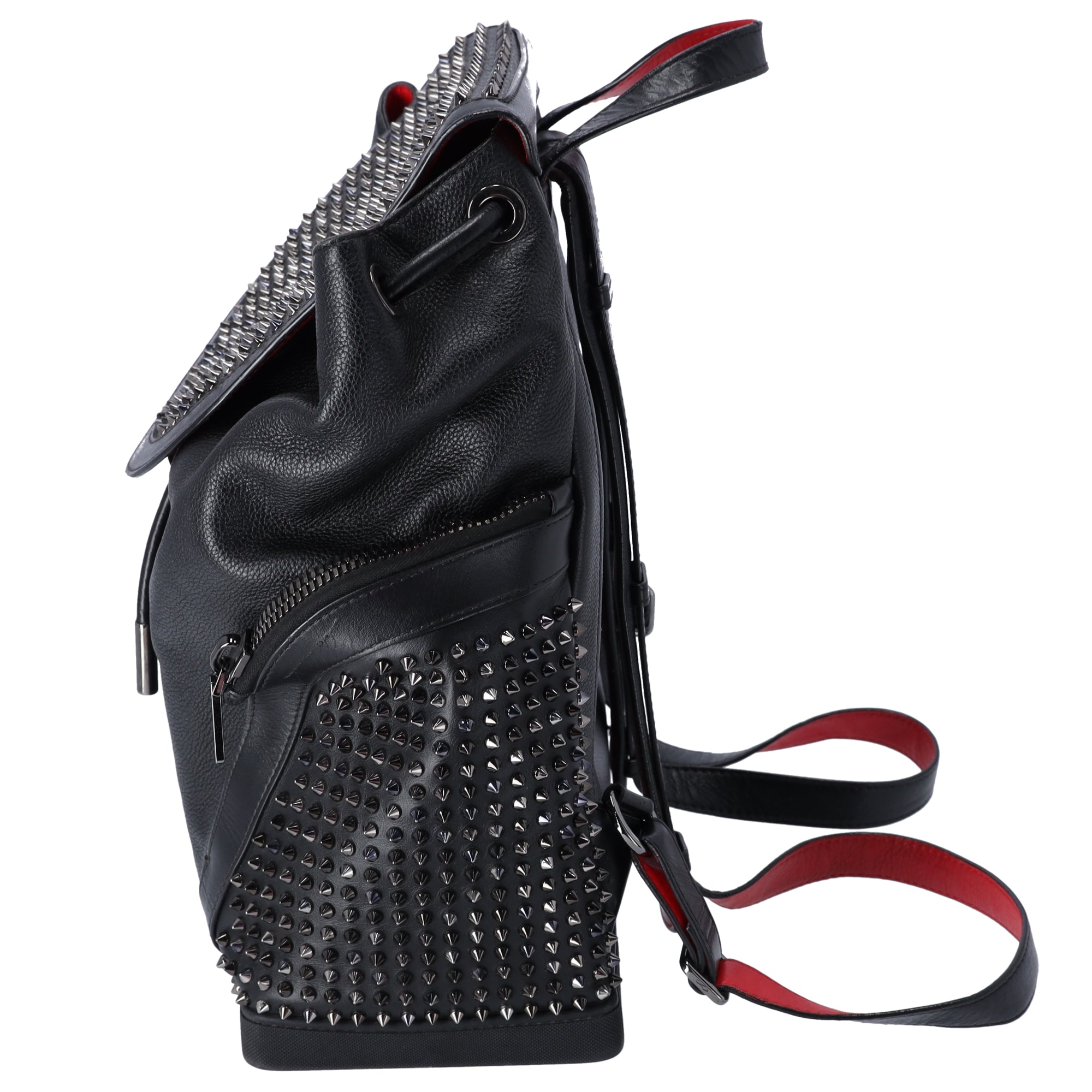 Christian Louboutin Explorafunk Backpack Black Red Leather Studded