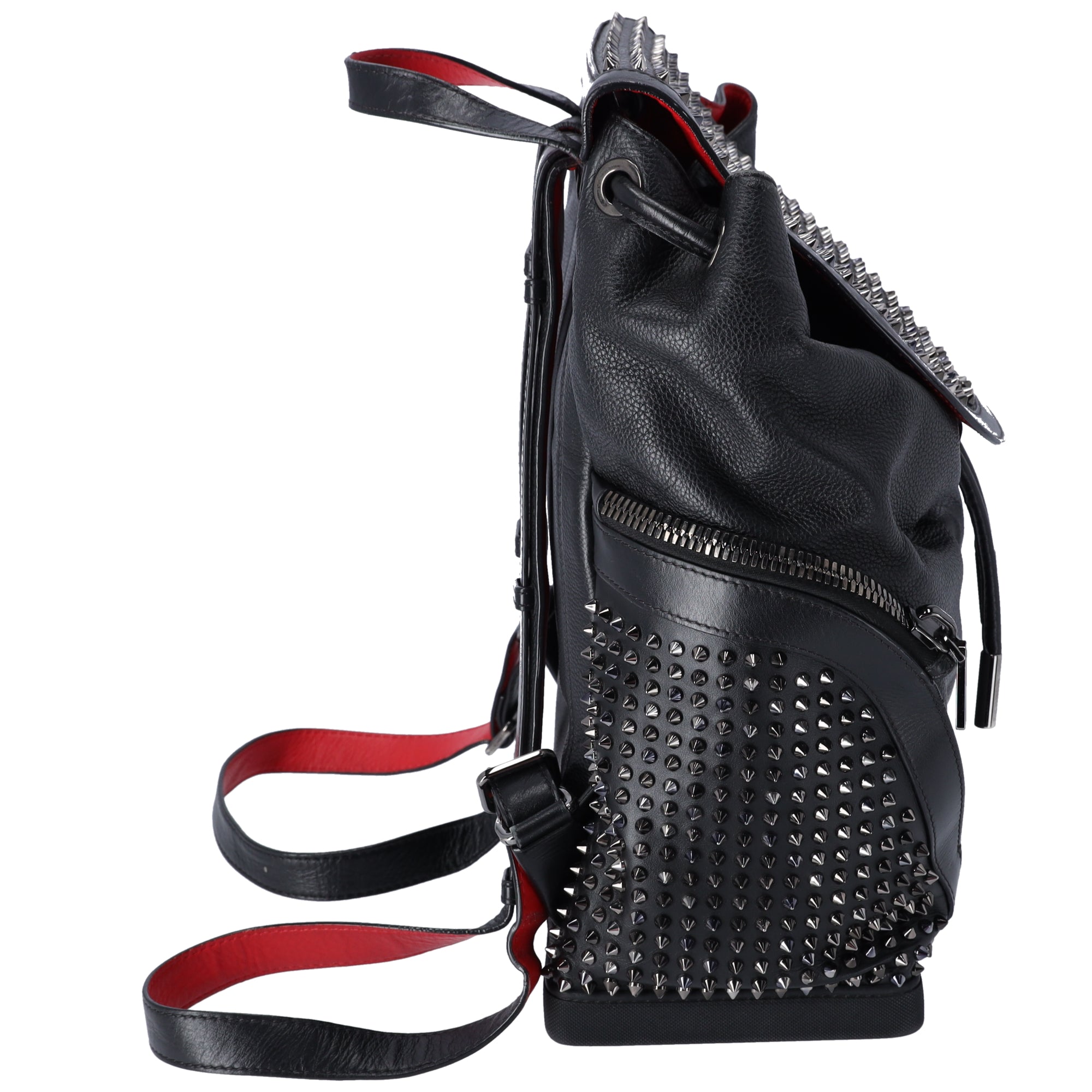 Christian Louboutin Explorafunk Backpack Black Red Leather Studded