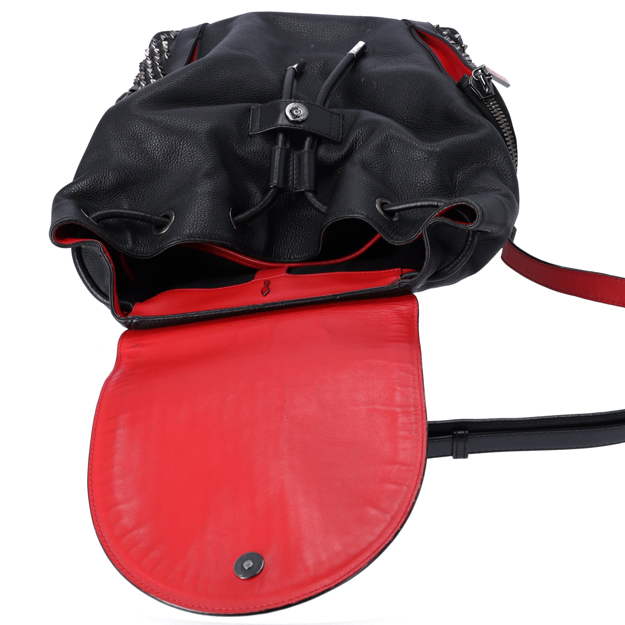 Christian Louboutin Explorafunk Backpack Black Red Leather Studded