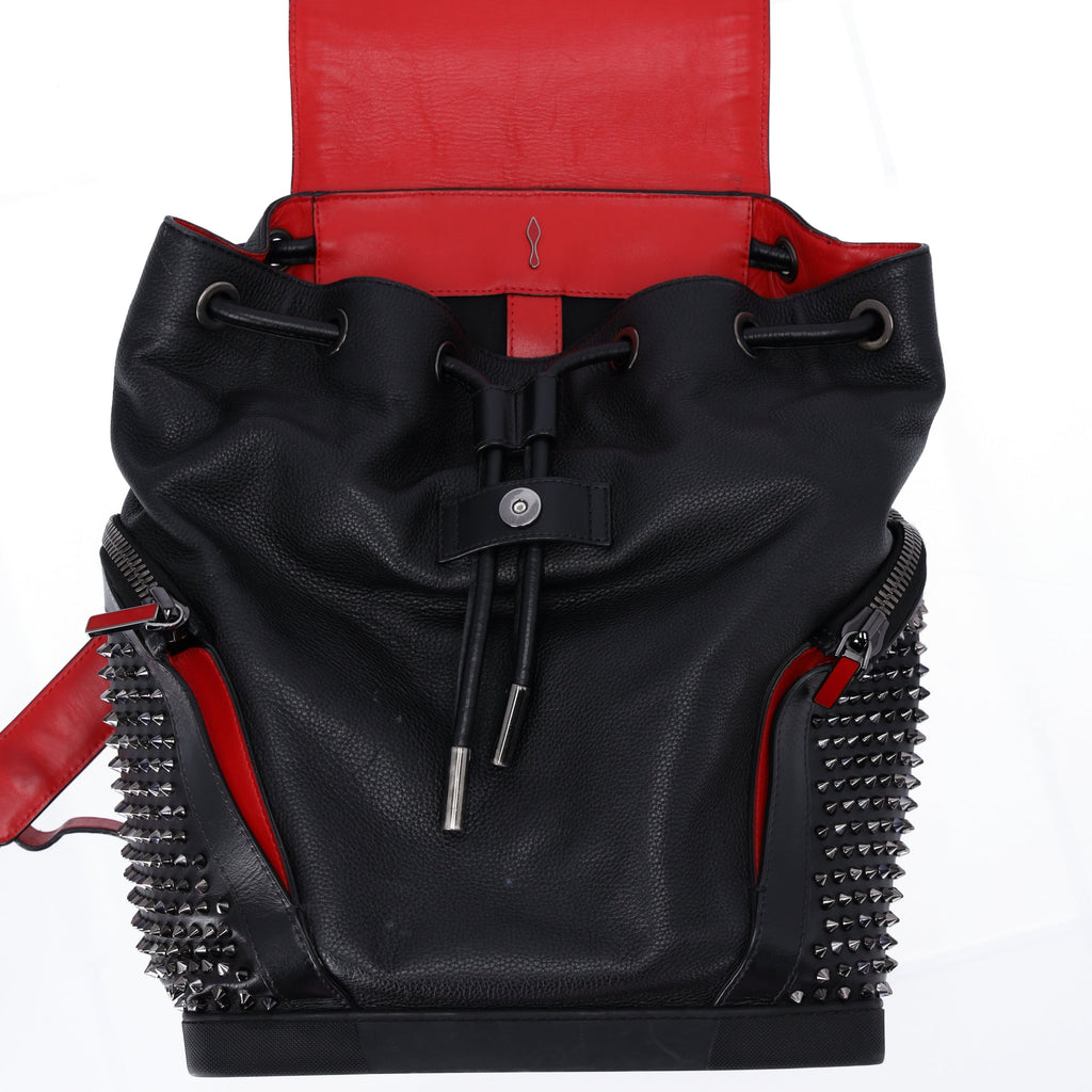 Christian Louboutin Explorafunk Backpack Black Red Leather Studded