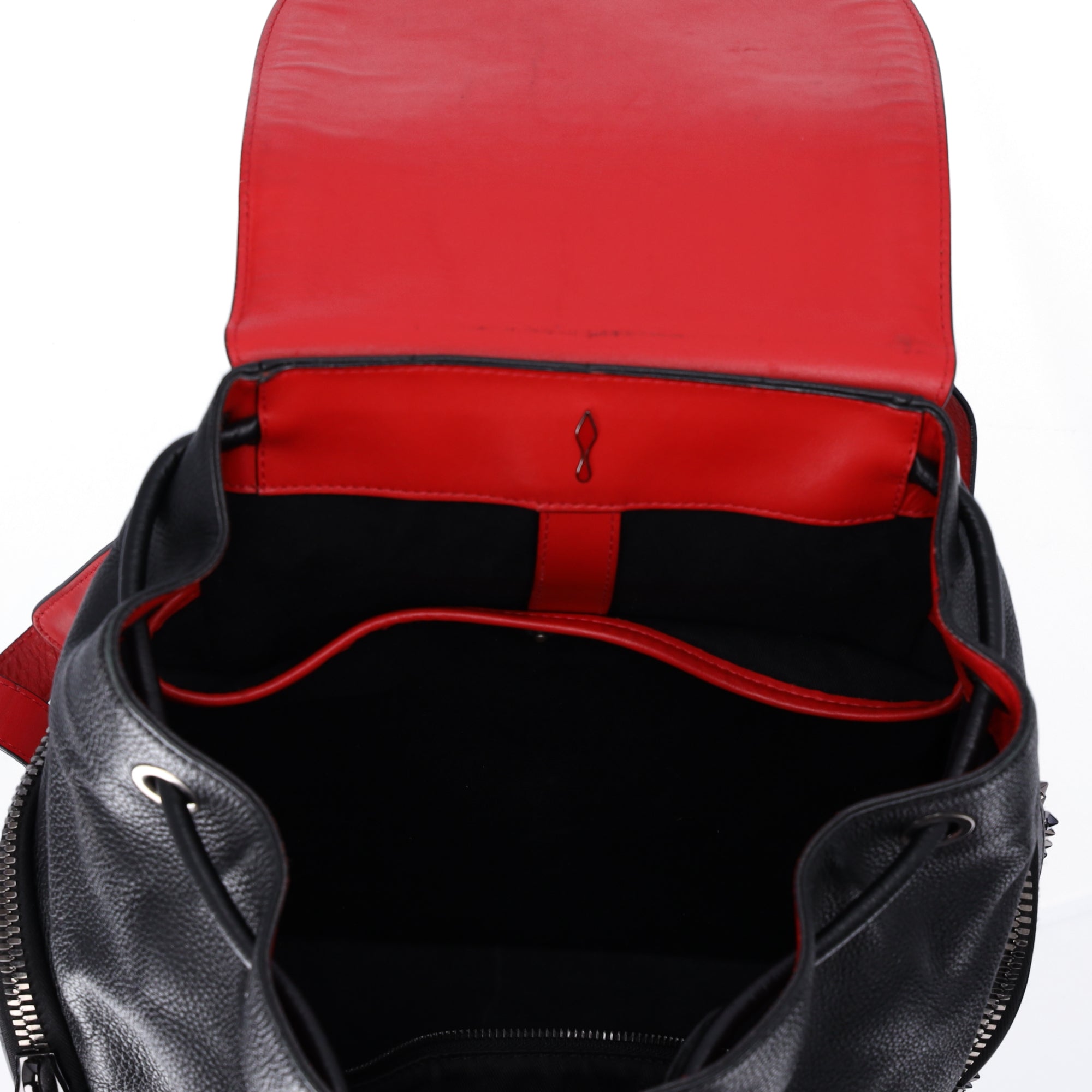 Christian Louboutin Explorafunk Backpack Black Red Leather Studded