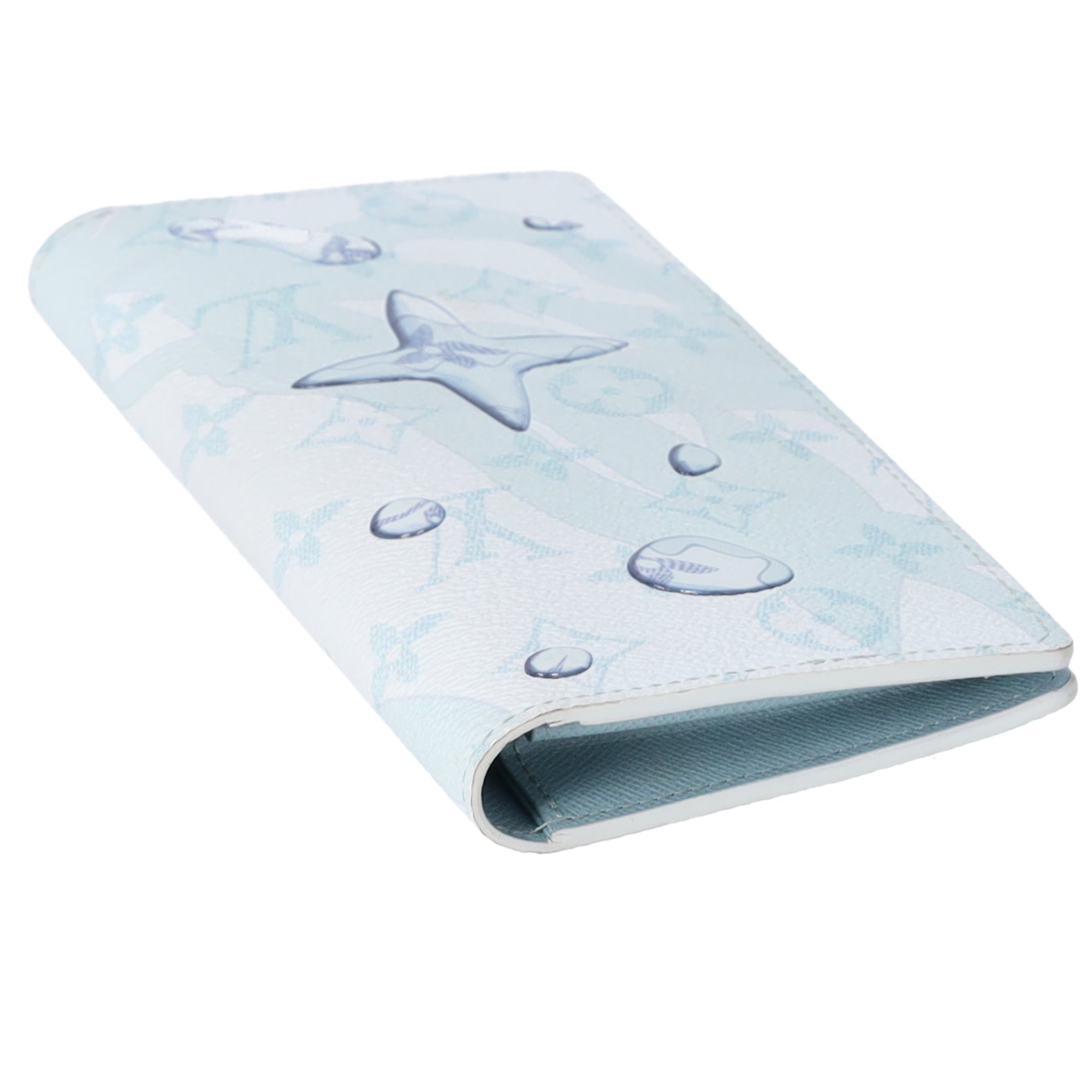 Louis Vuitton Brazza Wallet Limited Edition Aquagarden Monogram Crystal Blue