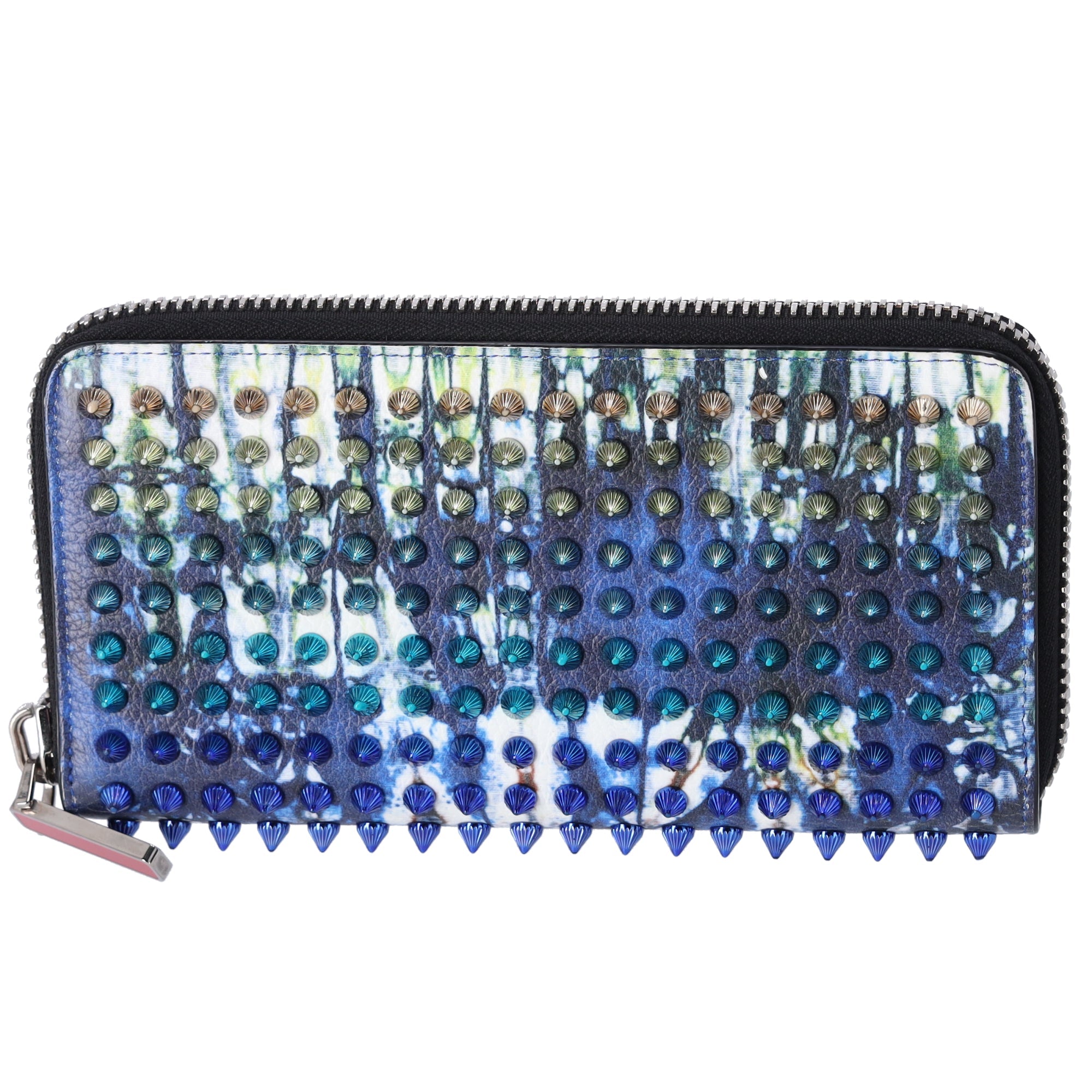 Christian Louboutin Panettone Long Wallet Blue Cream Multi Leather Studded
