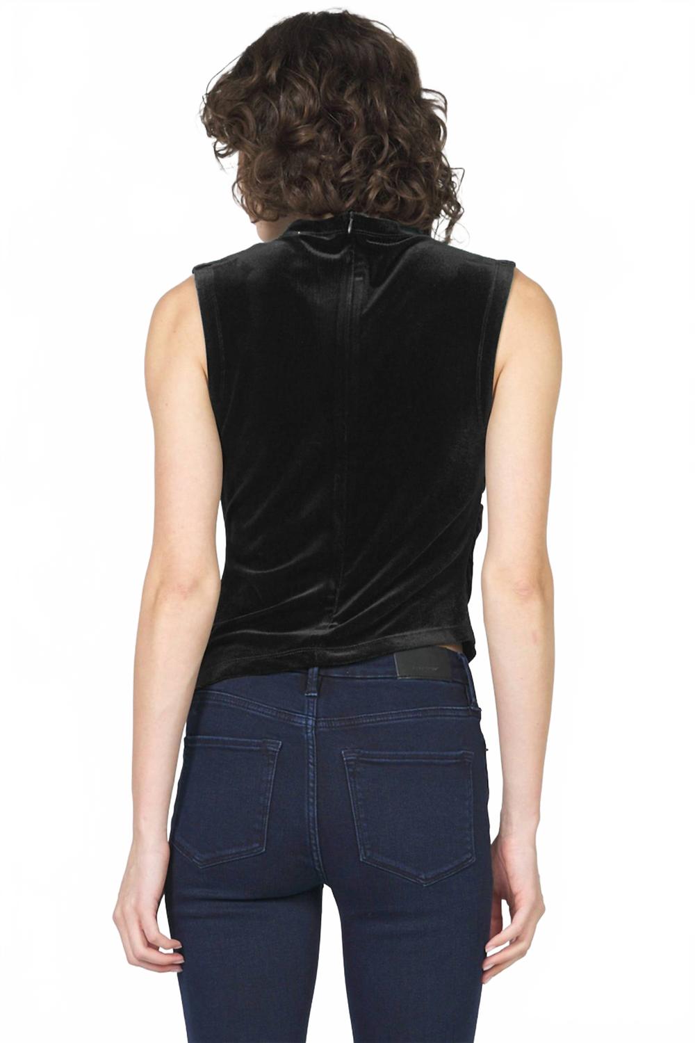 Shaunee Ruched Velvet Tank Top In Black