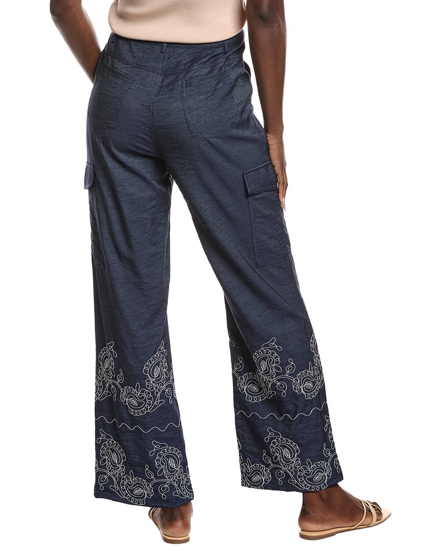 Gracia Embroidery Hem Wide Leg Cargo Pant