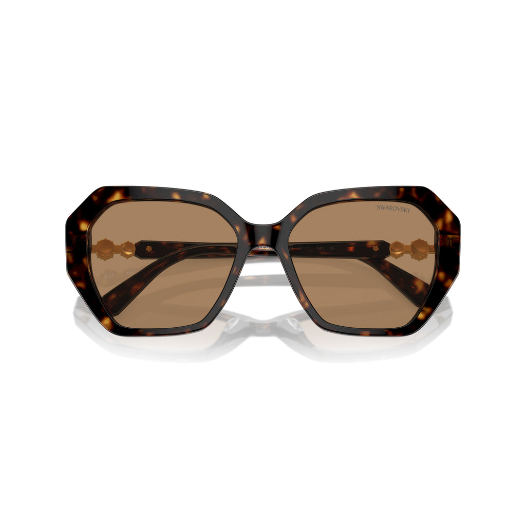 0Sk6017 Oversized Geometric Tortoiseshell Sunglasses with Crystal Accents