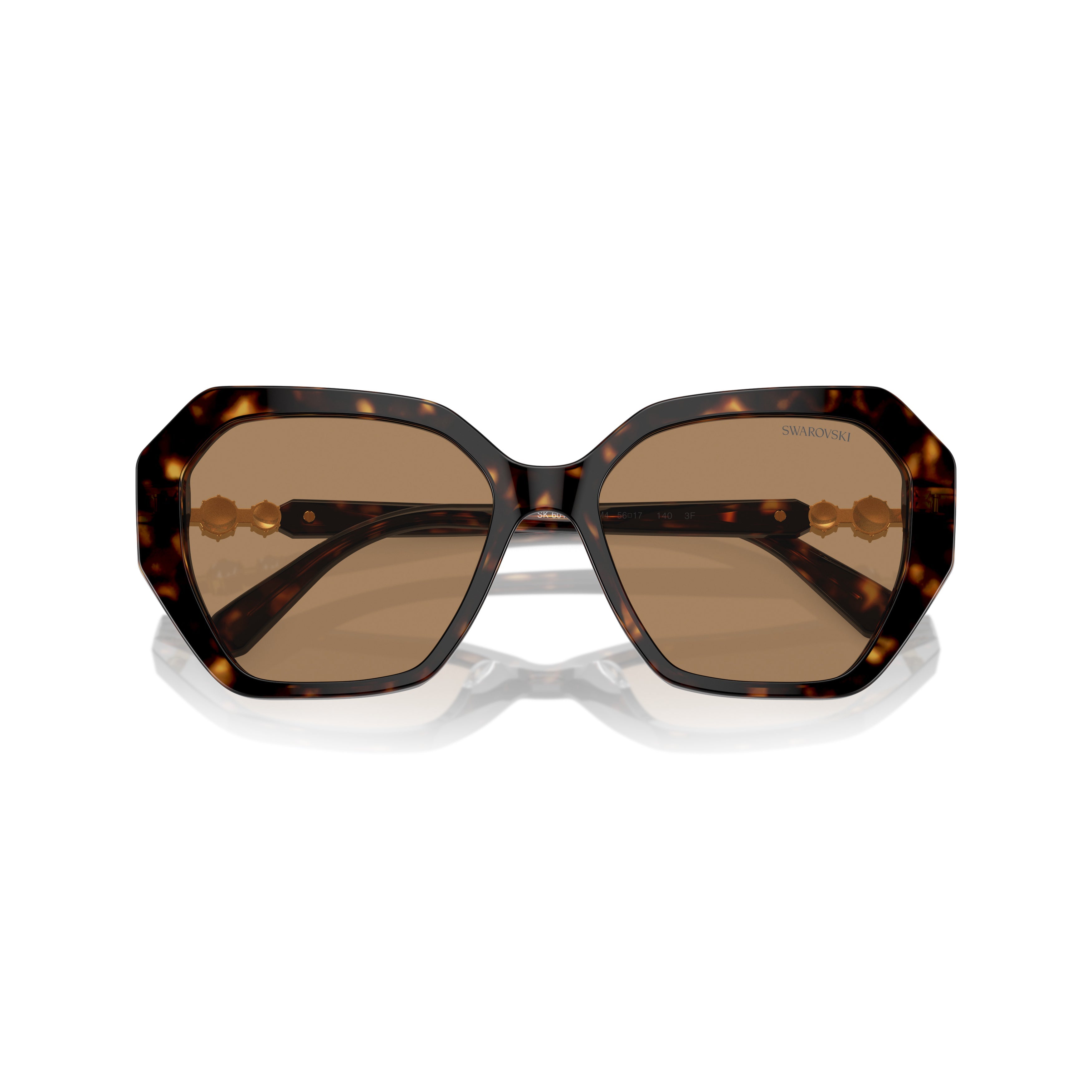 0Sk6017 Oversized Geometric Tortoiseshell Sunglasses with Crystal Accents