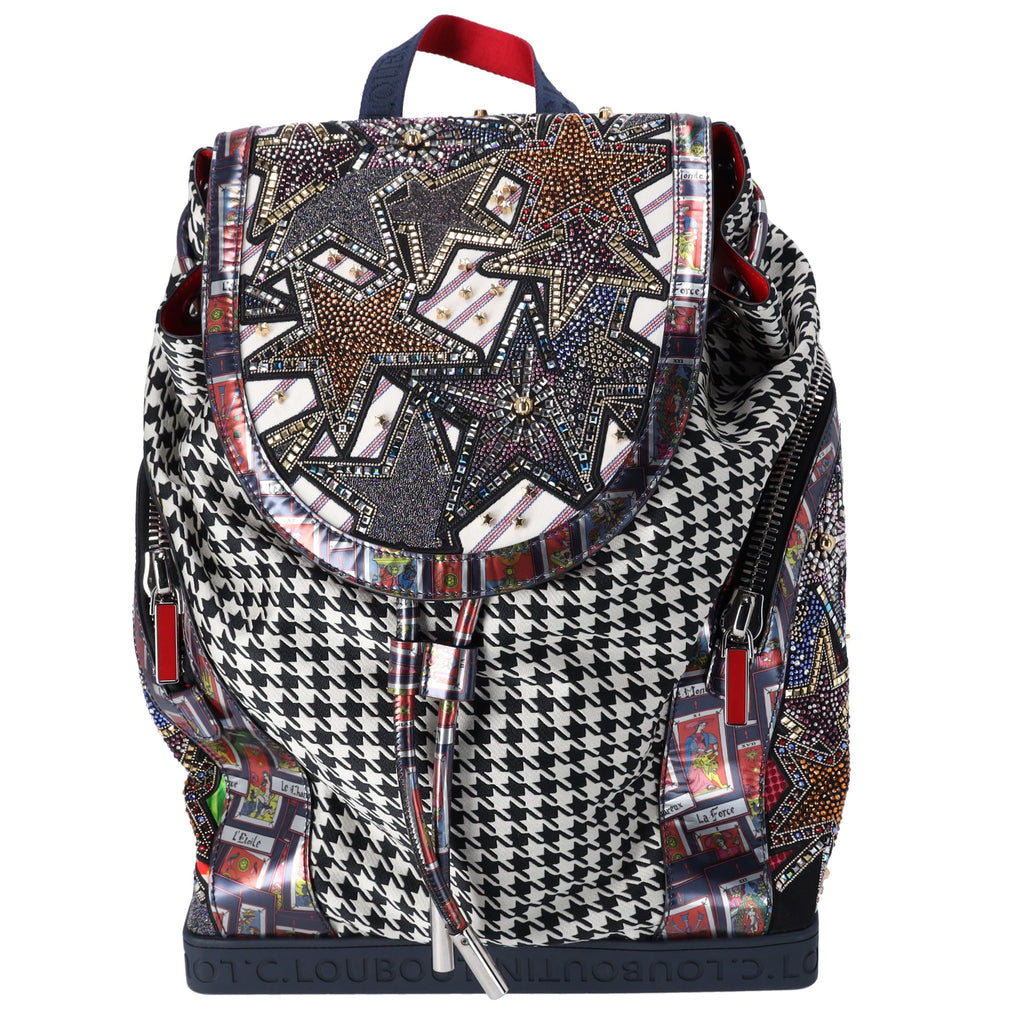 Christian Louboutin Explorafunk Backpack Black White Multi Jacquard Leather