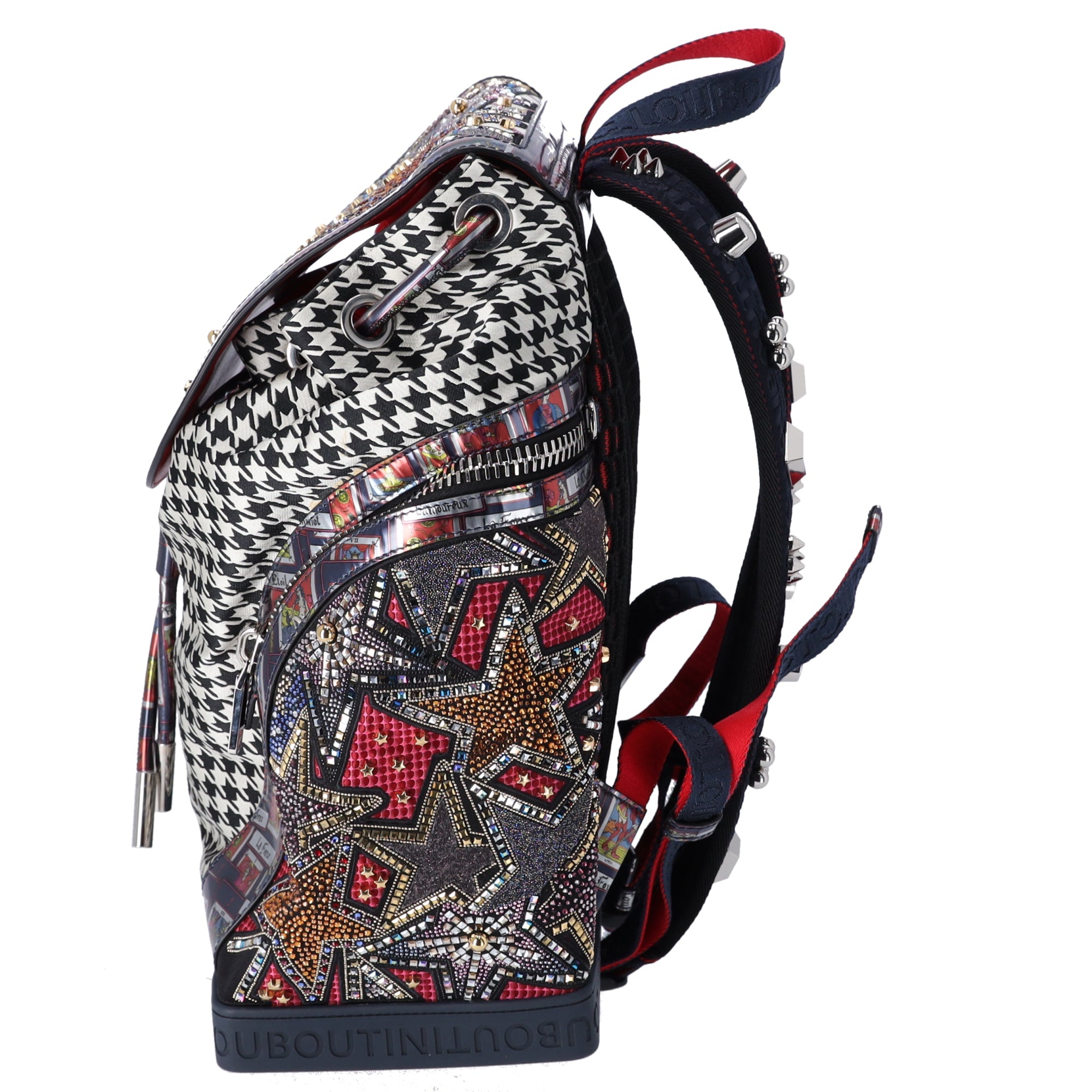 Christian Louboutin Explorafunk Backpack Black White Multi Jacquard Leather