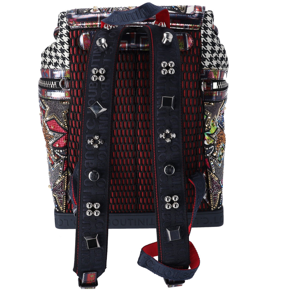 Christian Louboutin Explorafunk Backpack Black White Multi Jacquard Leather