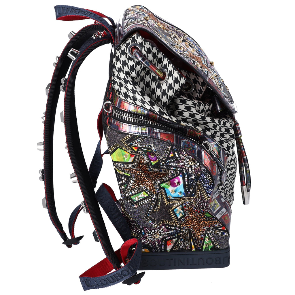 Christian Louboutin Explorafunk Backpack Black White Multi Jacquard Leather
