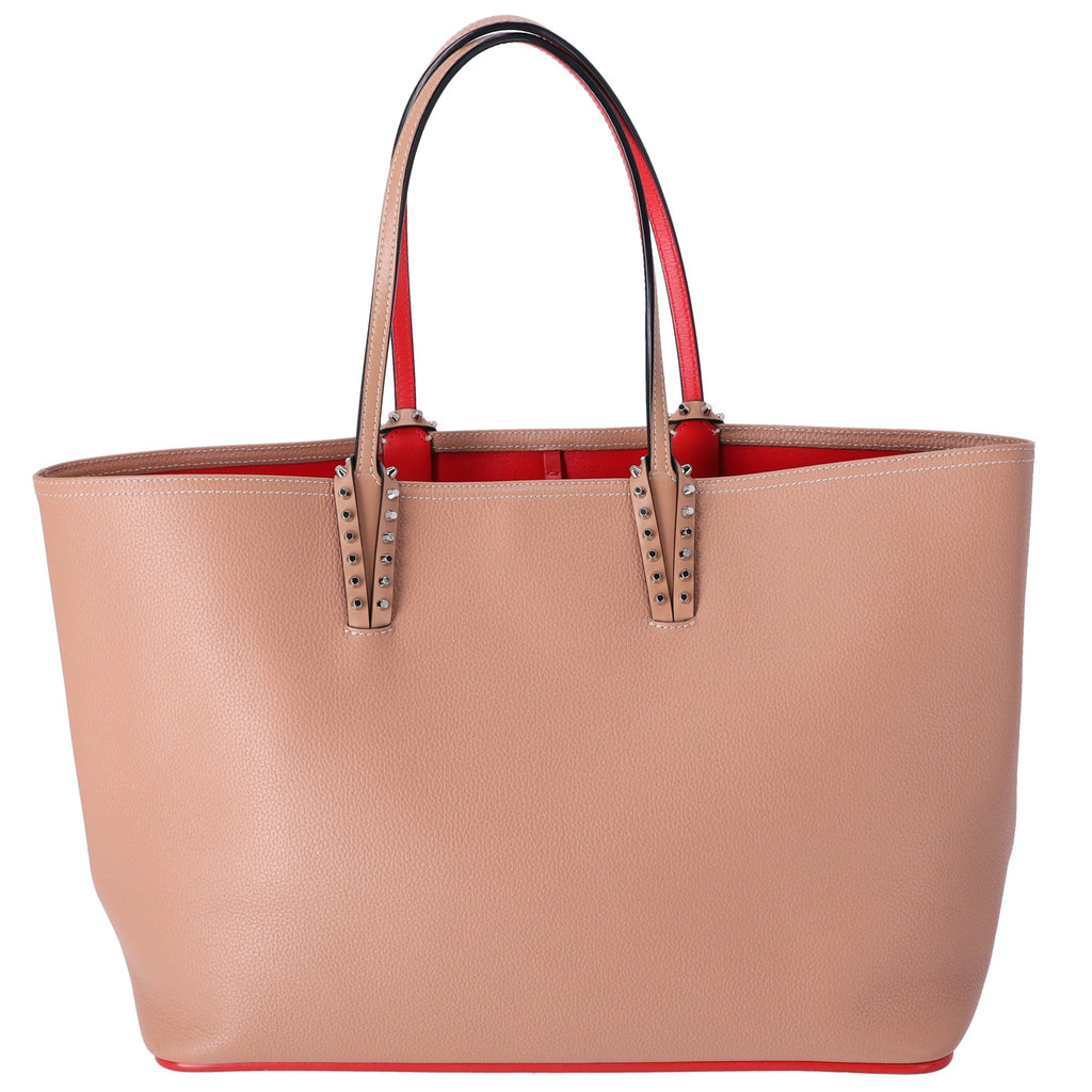 Christian Louboutin Cabata Large Tote Bag Tan Red Leather Rubber