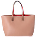 Christian Louboutin Cabata Large Tote Bag Tan Red Leather Rubber