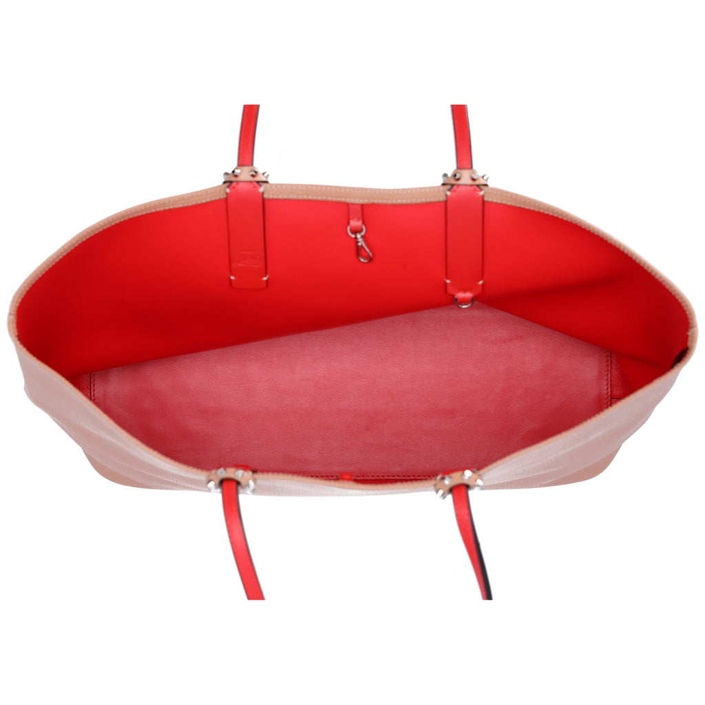 Christian Louboutin Cabata Large Tote Bag Tan Red Leather Rubber