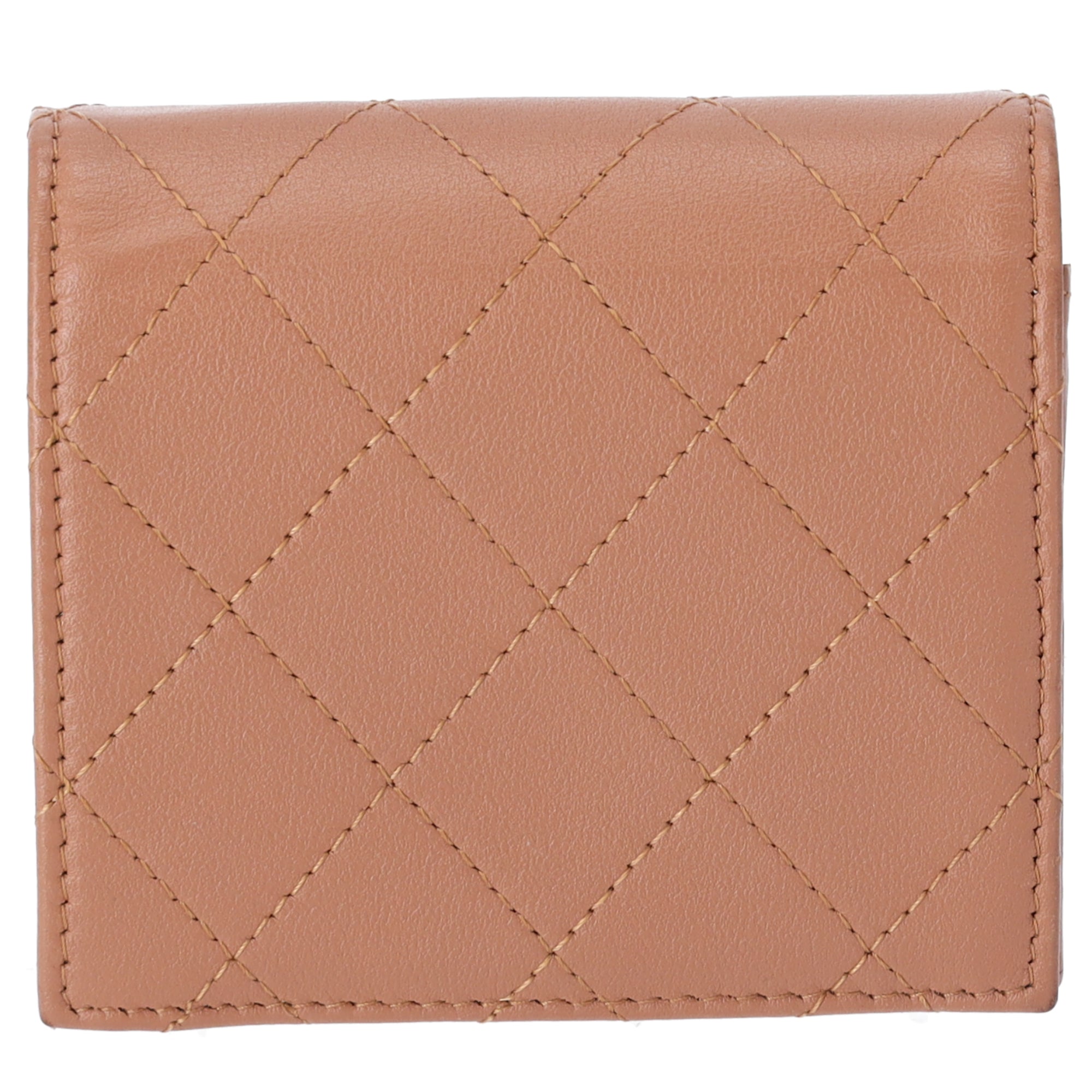 CHANEL Matelasse Bifold Wallet Light Brown Leather