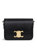 Celine Women Triomphe Teen Bag In Schwarz Shiny Calf Leather