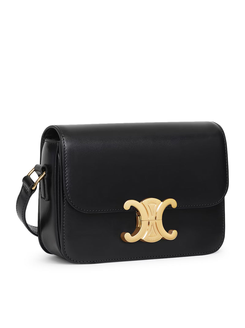 Celine Women Triomphe Teen Bag In Schwarz Shiny Calf Leather