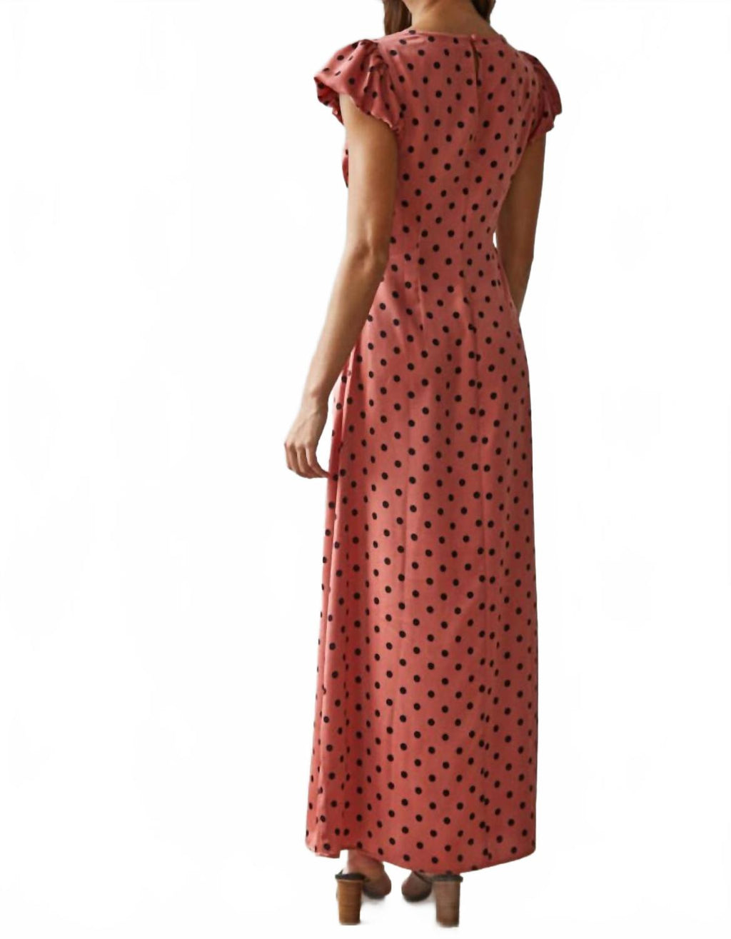 Eleine Dotted Dress In Dusty Red