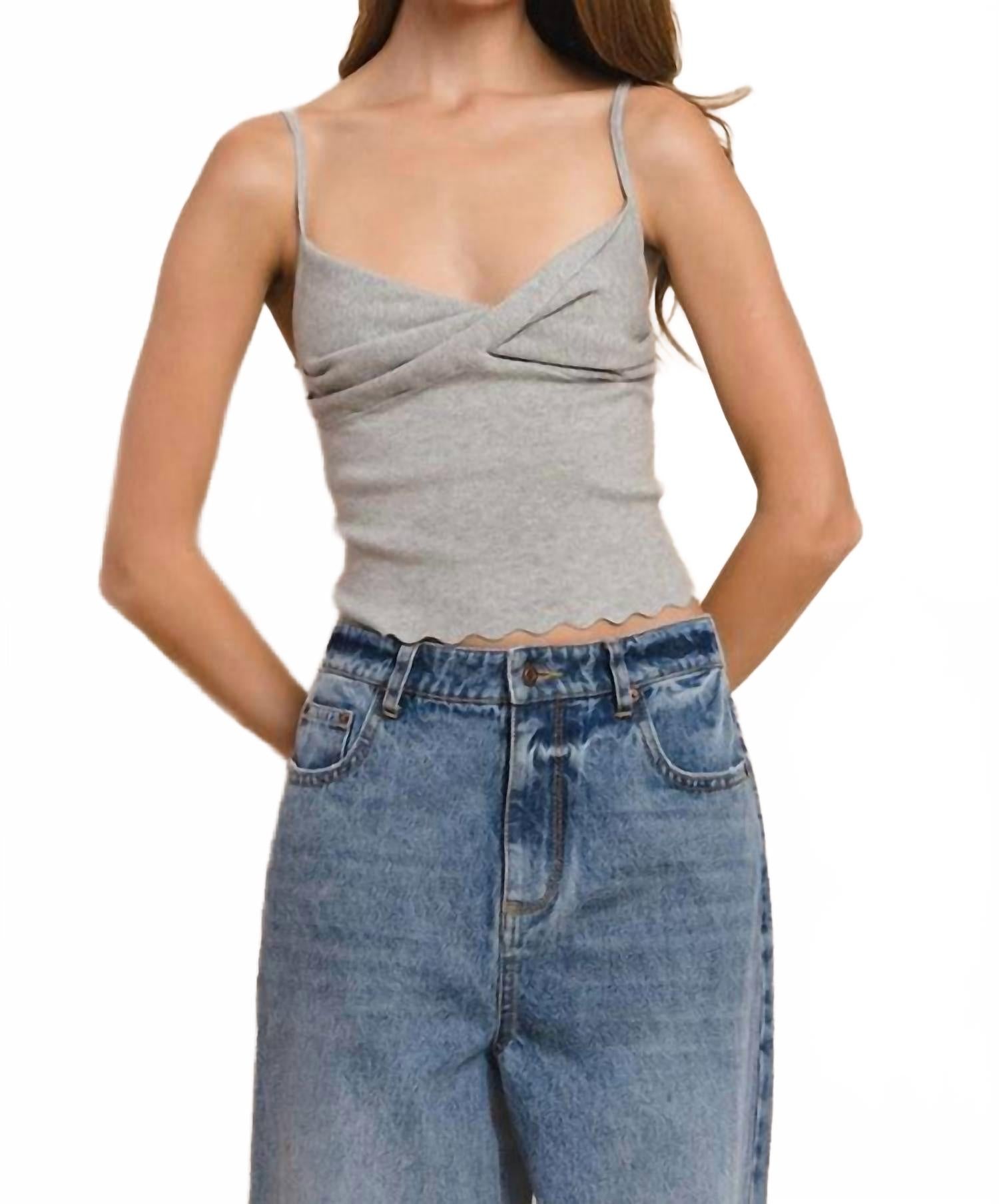 Twist Knit Top In Gray