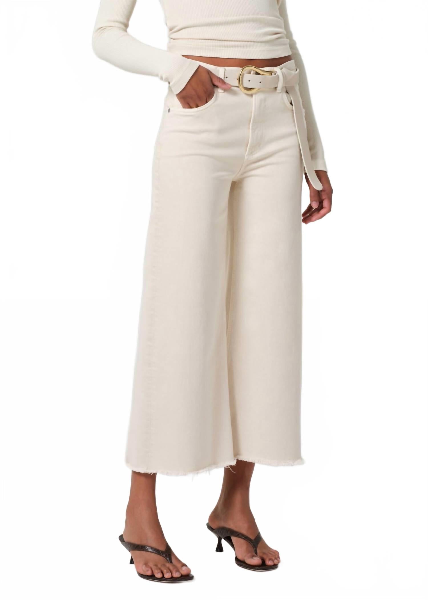 Lyra Wide Leg Crop Pants In Almondette