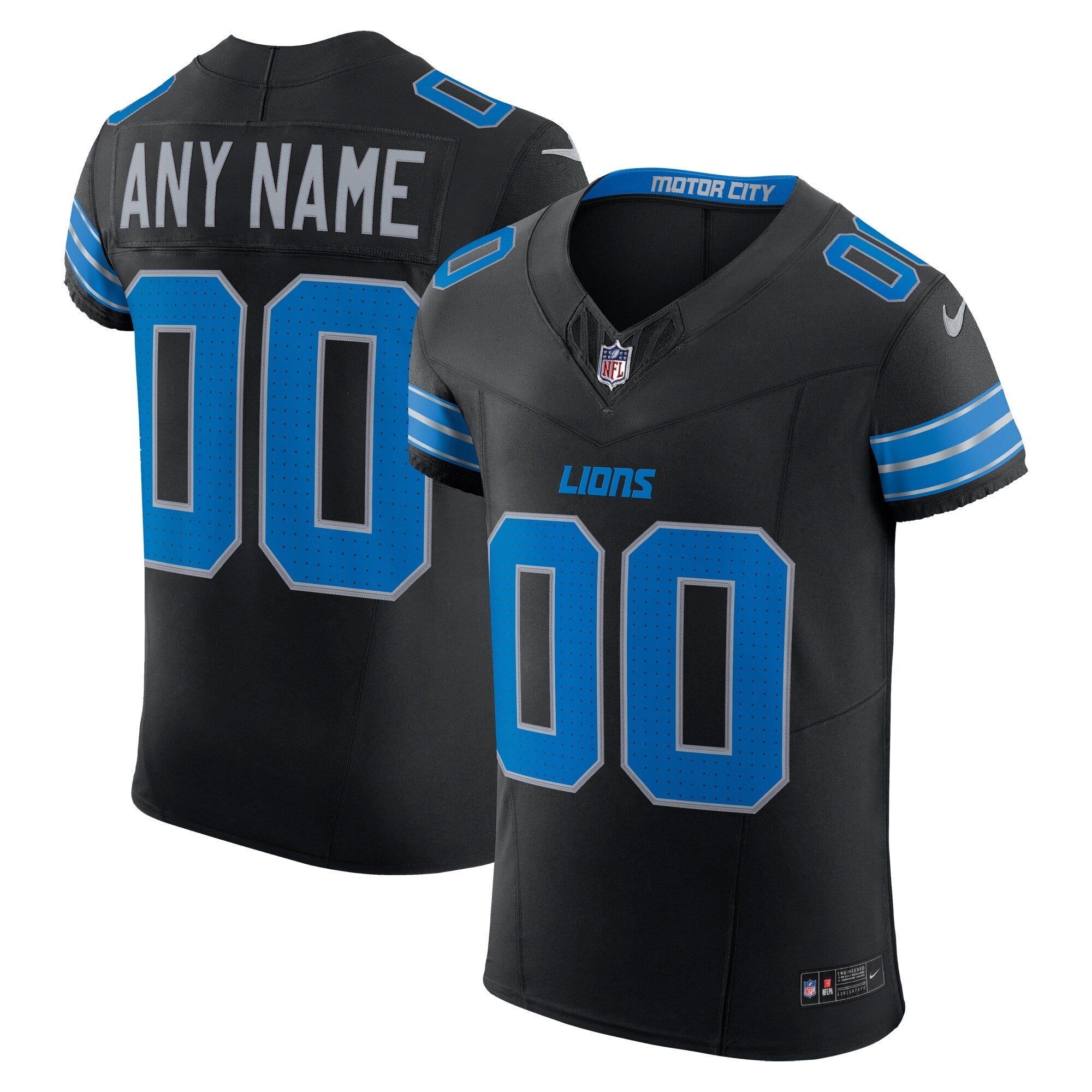 Detroit Lions Black Alternate Vapor F.U.S.E. Elite Custom Jersey