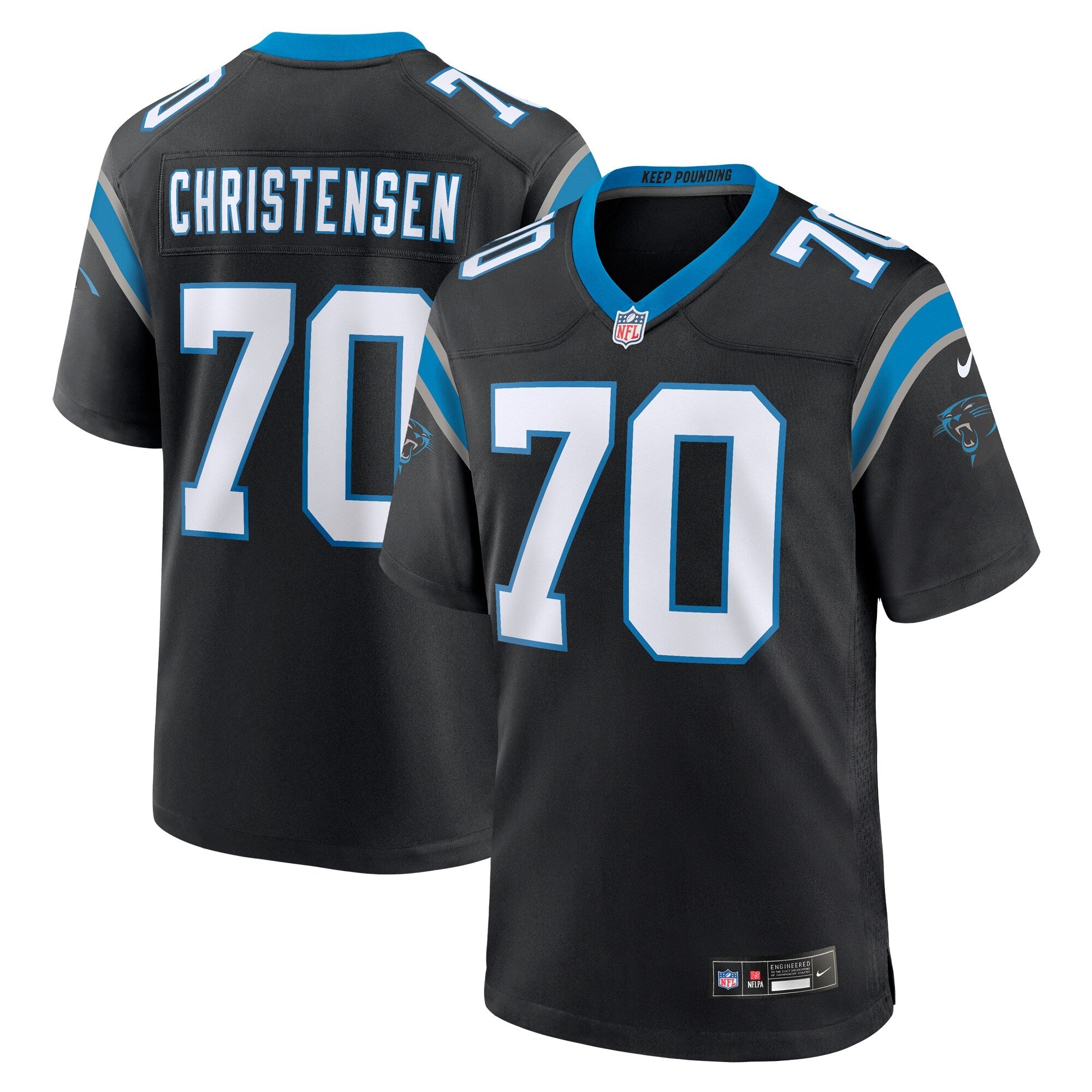 Carolina Panthers Brady Christensen Black Team Game Jersey