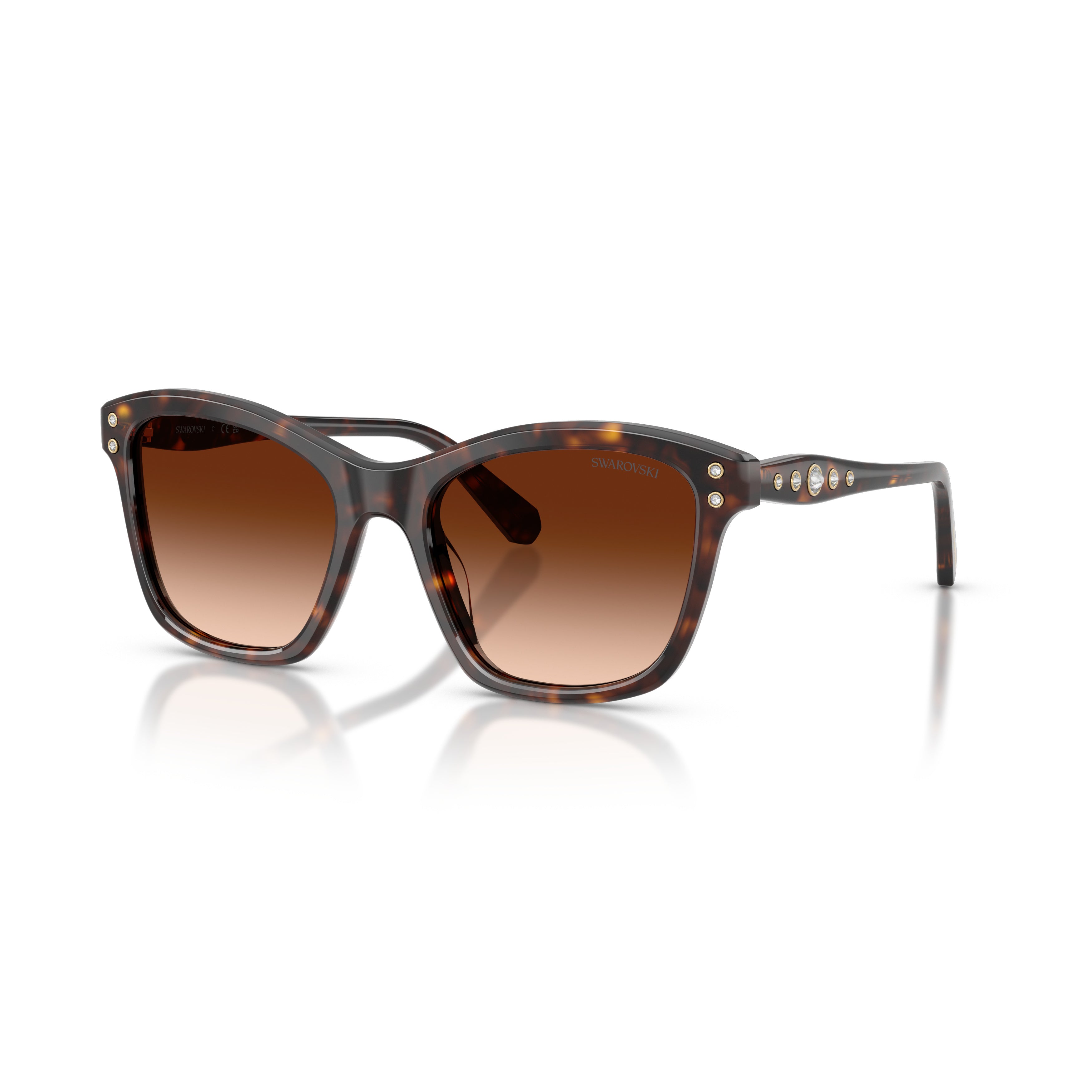 0Sk6063 Square Frame Tortoiseshell Sunglasses with Crystal Embellishments