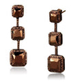 IP Coffee light Brass Earrings with AAA Grade CZ in Light Coffee