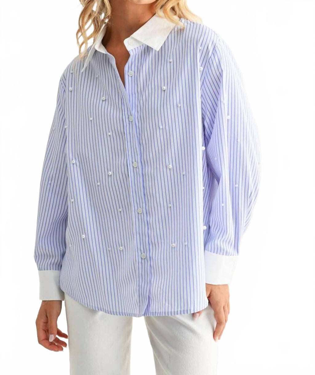Jullian Top With Pearls In Blue