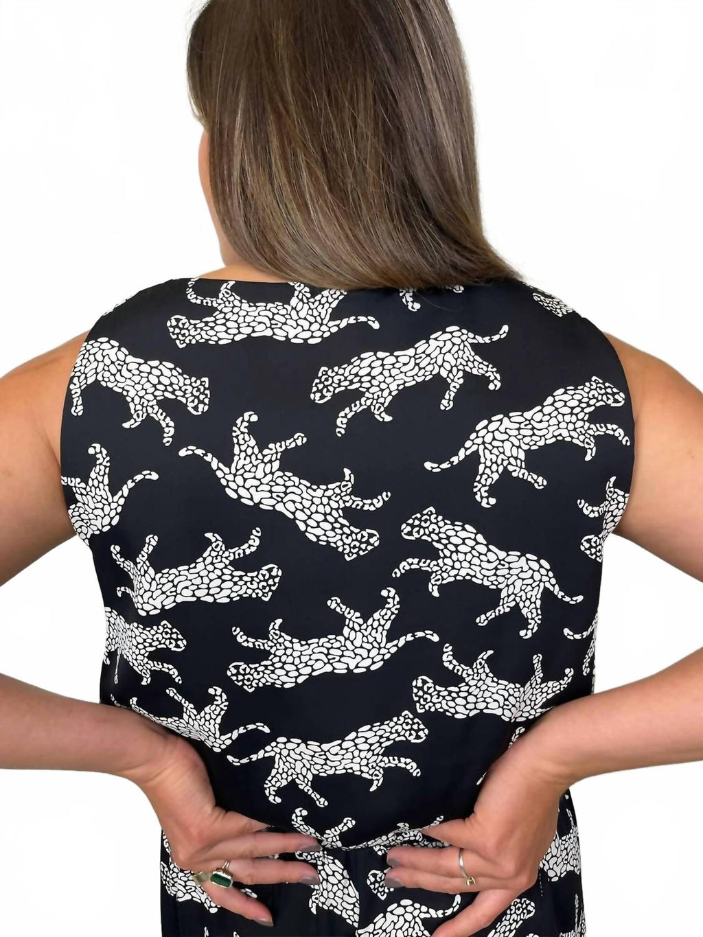 Animal Print Bubble Hem Crop Top In Black