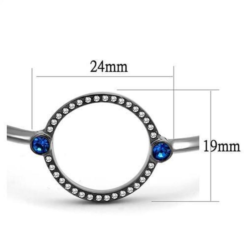 IP Light Black Stainless Steel Bangle with Top Grade Crystal in Capri Blue