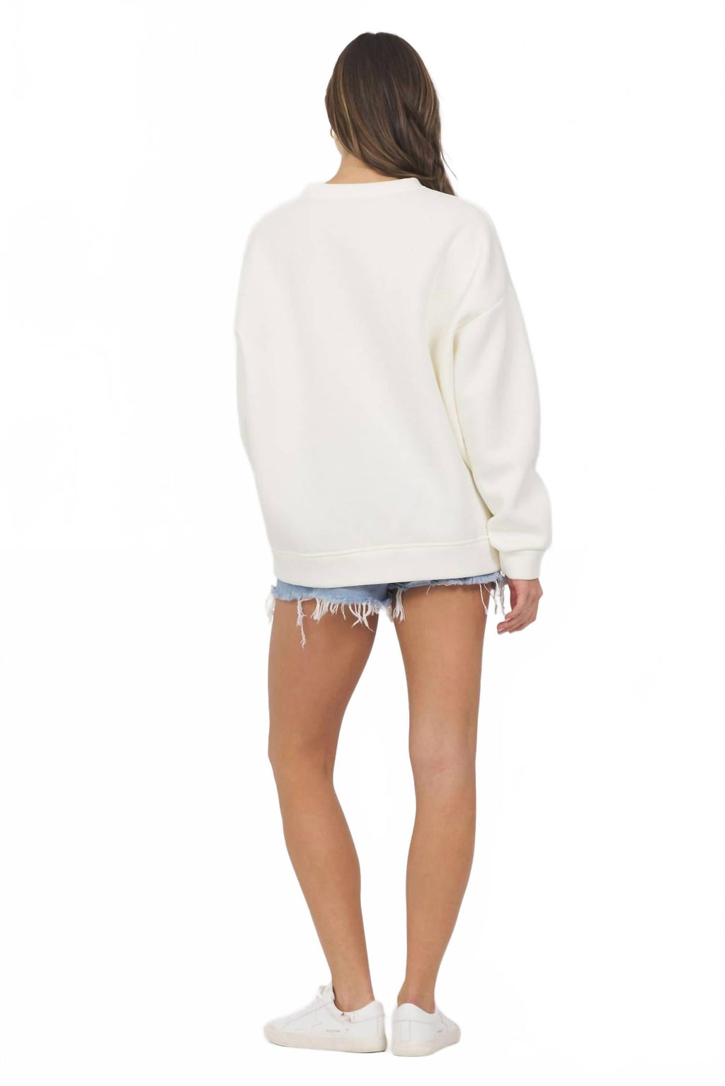 Good Vibes Fleece Crew Neck Sweatshirt In Ivory