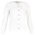 Ganni Oversized Collar Buttoned Shirt in White Cotton