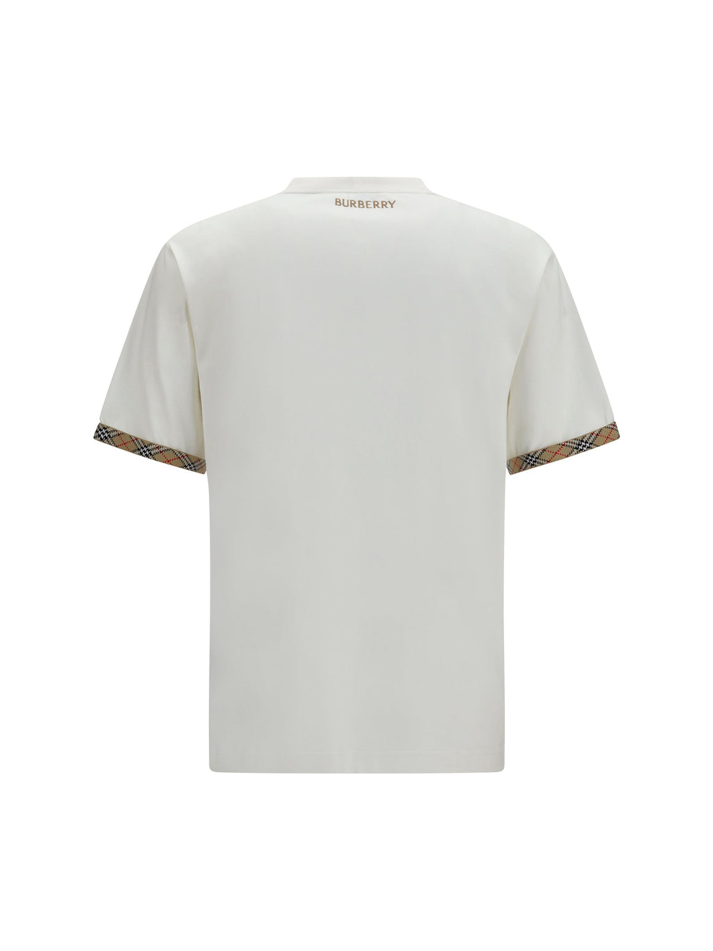 Burberry Men Cotton T-Shirt With Check Trims