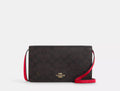 NWT Coach Anna Foldover Clutch Crossbody Bag In Signature Canvas