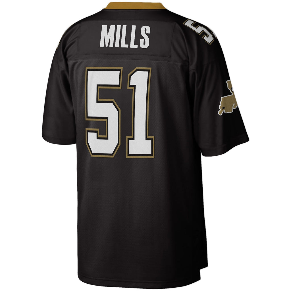 New Orleans Saints Sam Mills Mitchell & Ness Black Legacy Replica Jersey