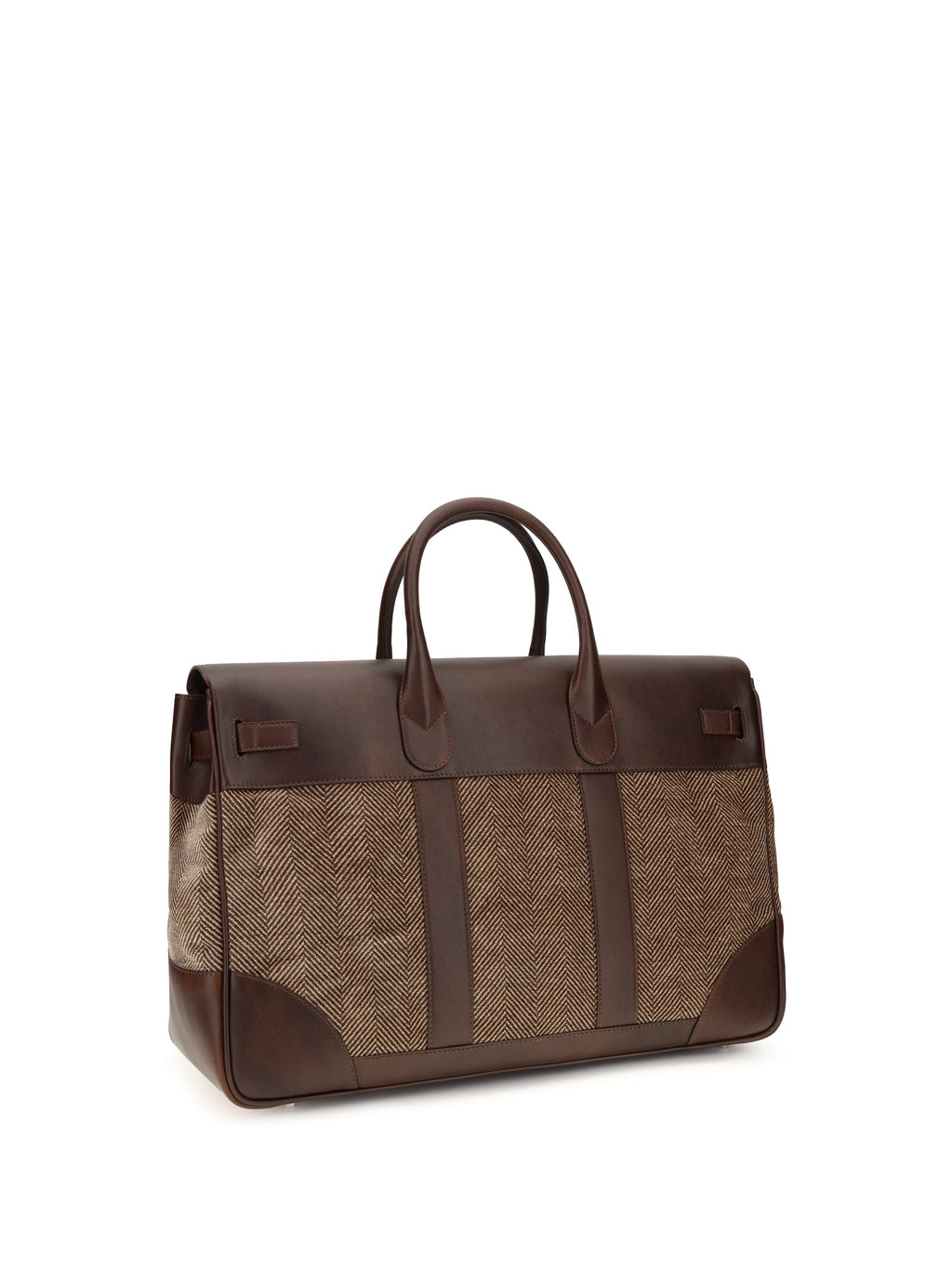 Brunello Cucinelli Men Travel Bag In Leather And Fabric
