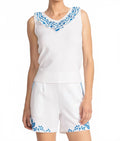Daria Mixed Media Flutter Tank In White