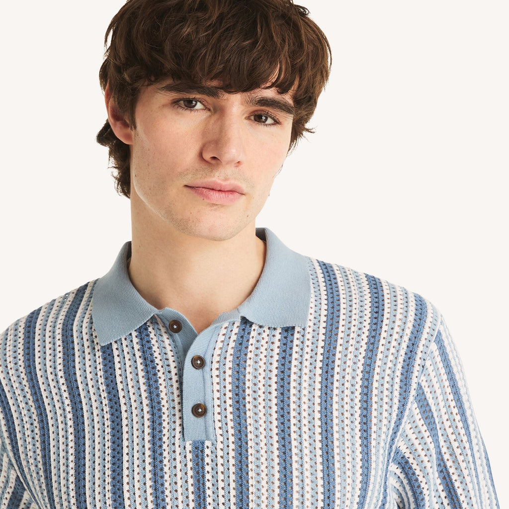 Nautica Mens Striped Sweater Polo