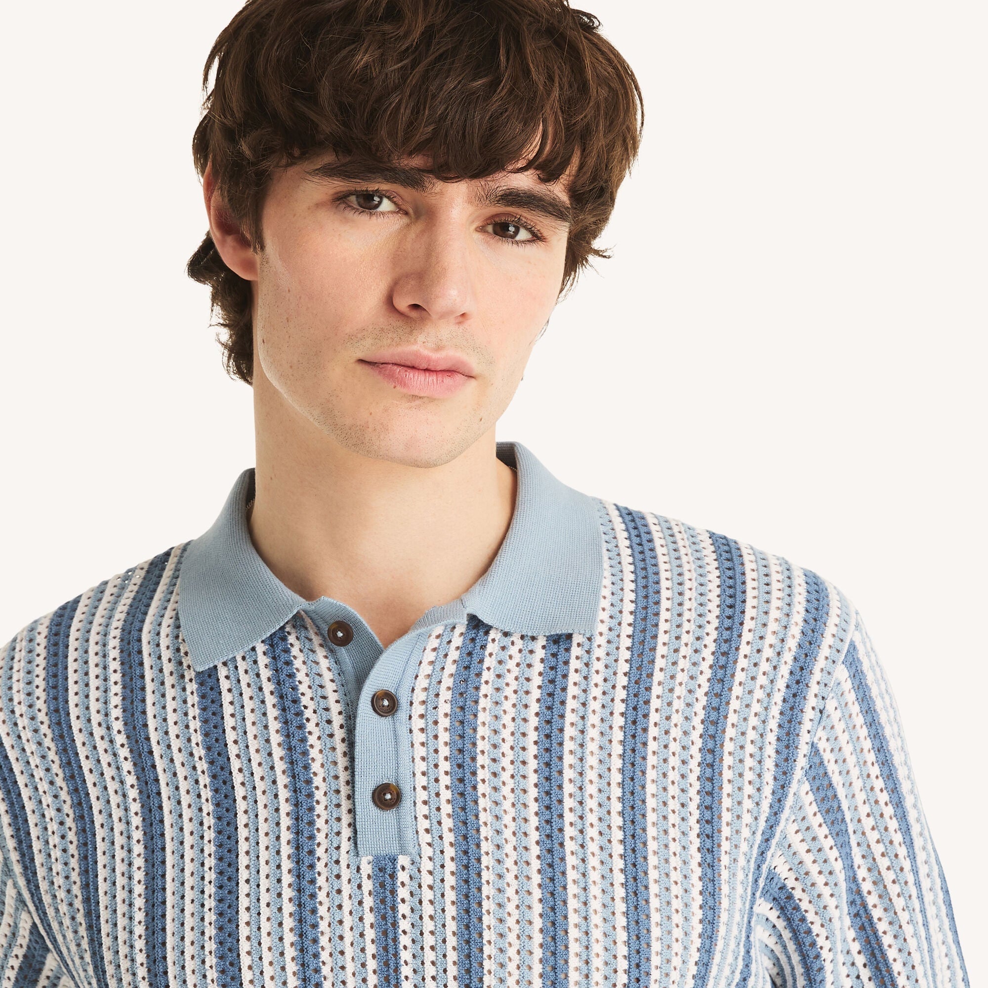 Nautica Mens Striped Sweater Polo