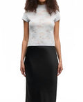 Samarine Sheer Floral Jacquard T Shirt In Illusion Blue
