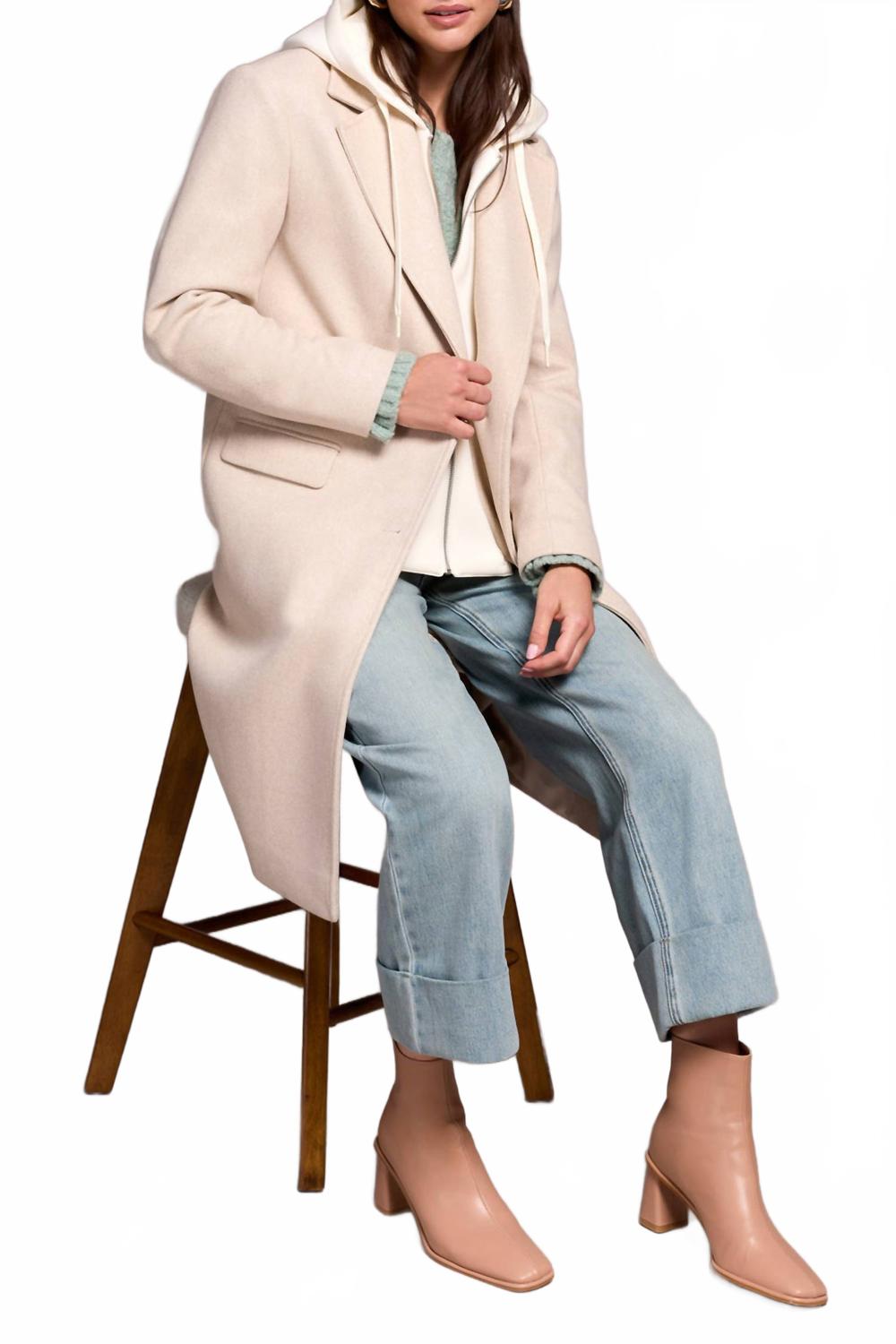 Fooler Hood Trench Coat - Plus In Oatmeal