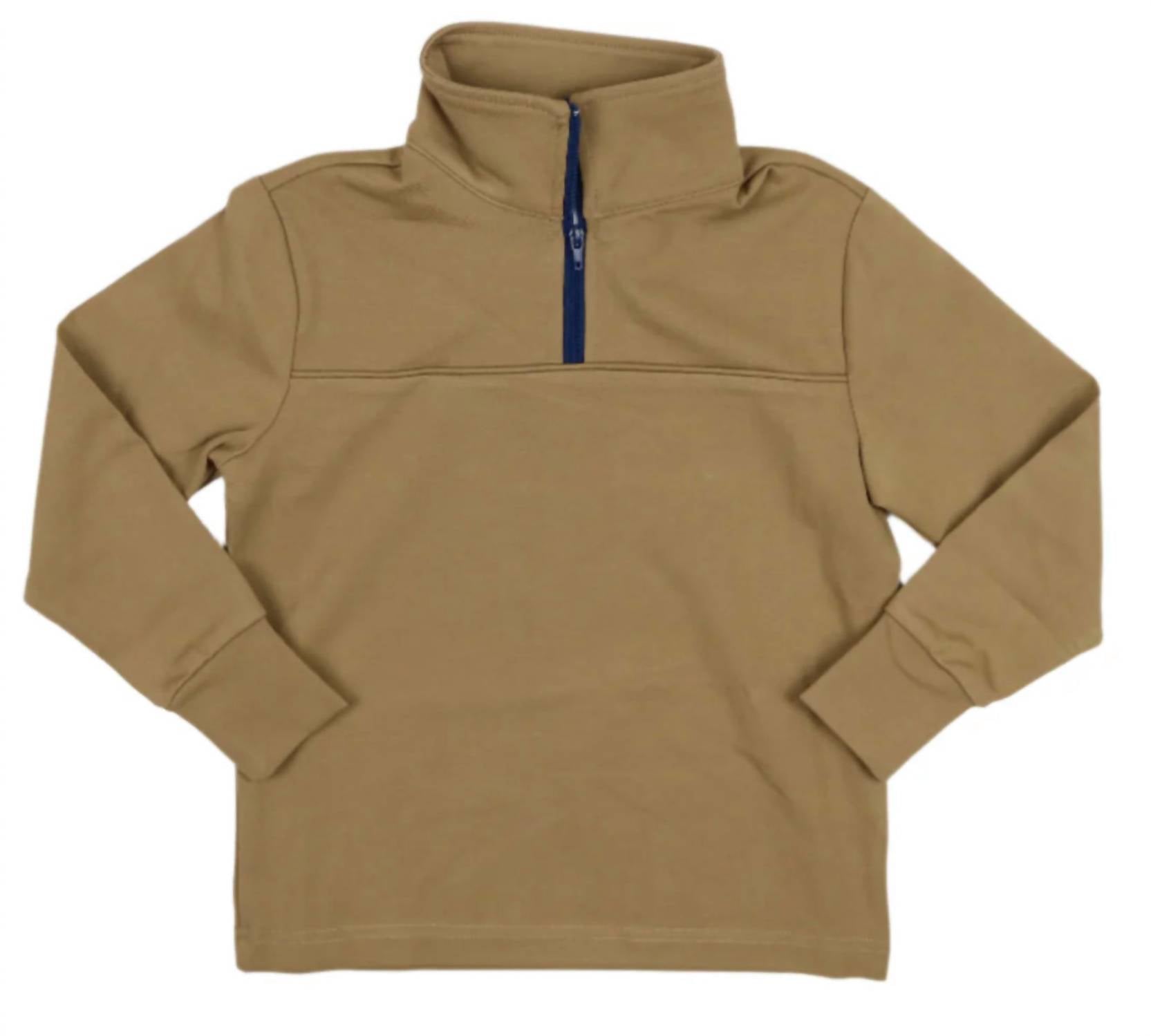 Quarter Zip Performance Pullover Top In Khaki