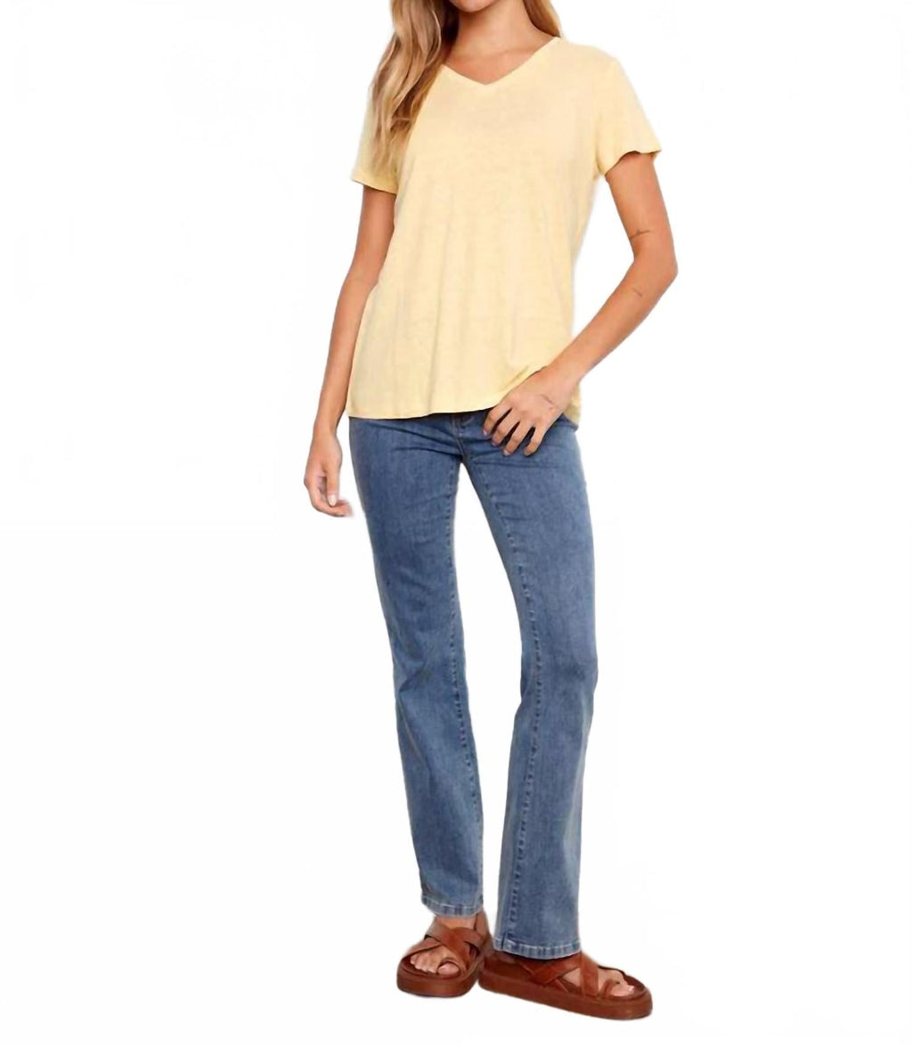 Linen V-Neck T-Shirt In Sunshine