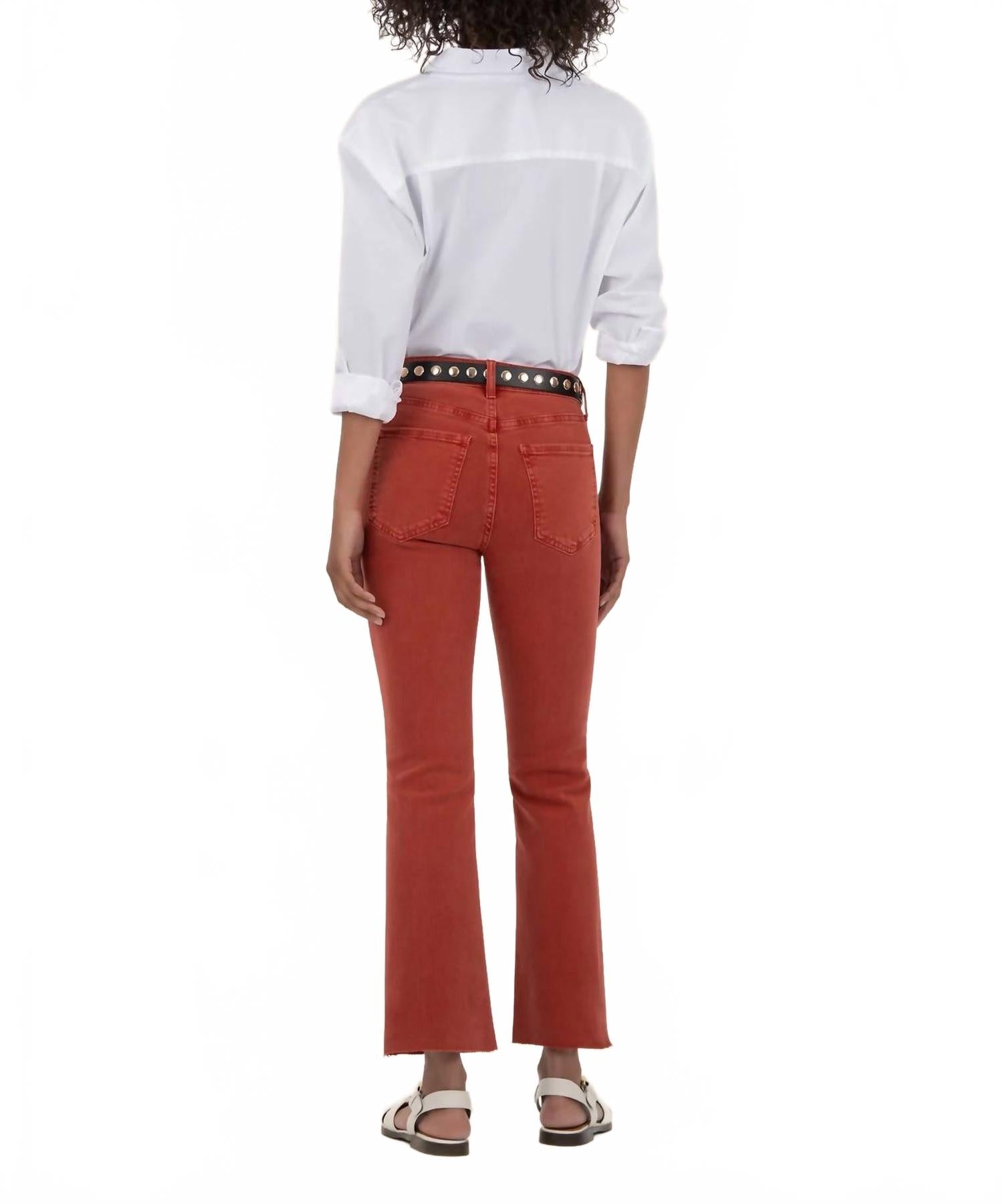 Kelsey High Rise Ankle Flare Jeans In Paprika