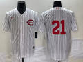 Men's Cincinnati Reds Hunter Greene #21 White 2022 MLB at Field of Dreams Game Authentic Player Jersey1